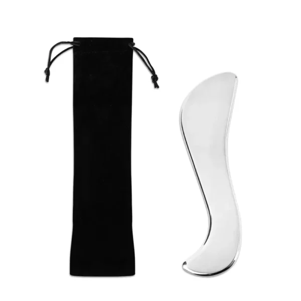 Lame de modelage courbe en S, acier inoxydable poli miroir, avec sa pochette de rangement