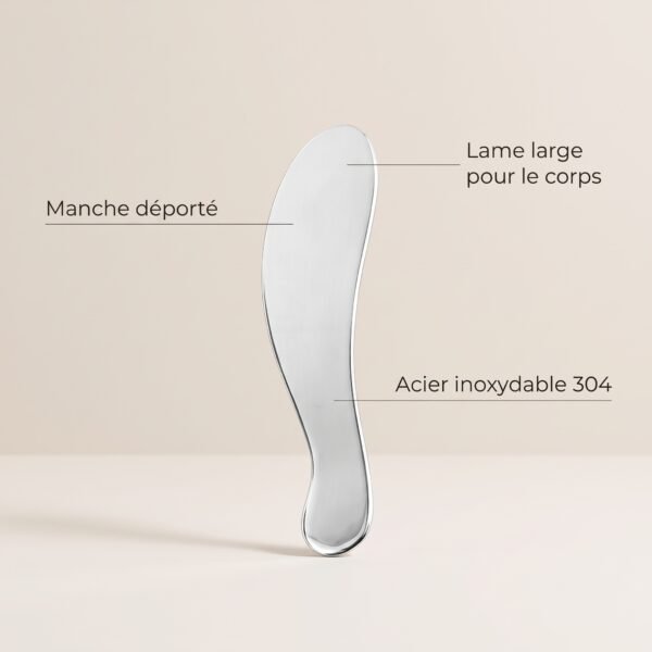 La Spatule Acier en acier inoxydable annoté : Manche déporté, Lame large pour le corps, Acier inoxydable 304 La Spatule Acier en acier inoxydable annoté : Manche déporté, Lame large pour le corps, Acier inoxydable 304